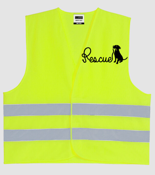 Rescue dog model galben neon pe tricou