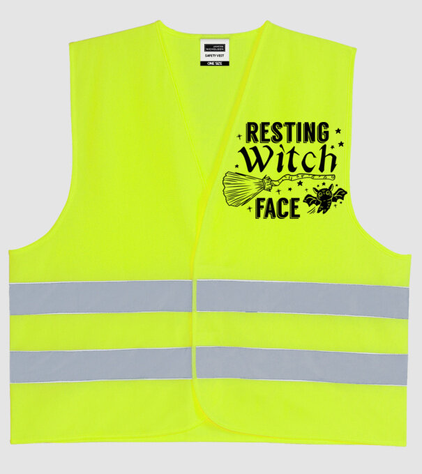 Resting Witch face model galben neon pe tricou