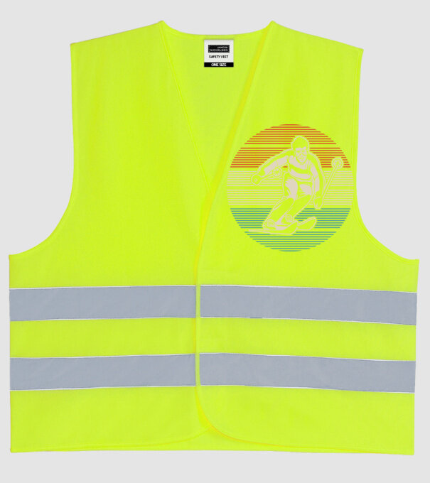 Retro circle ski model galben neon pe tricou