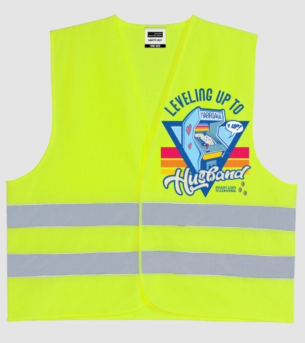 Retro gamer engaged level up to husband model galben neon pe tricou