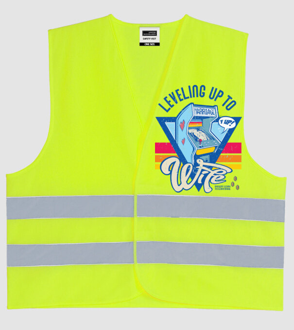 Retro gamer engaged level up to wife model galben neon pe tricou