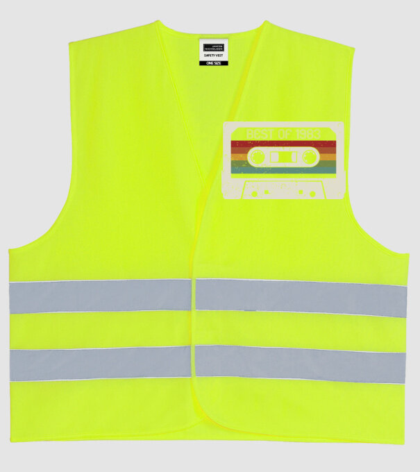 retro tape 1983 vintage model galben neon pe tricou