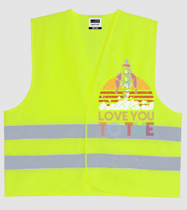 Retro vintage love you to the moon and back ROCKET model galben neon pe tricou