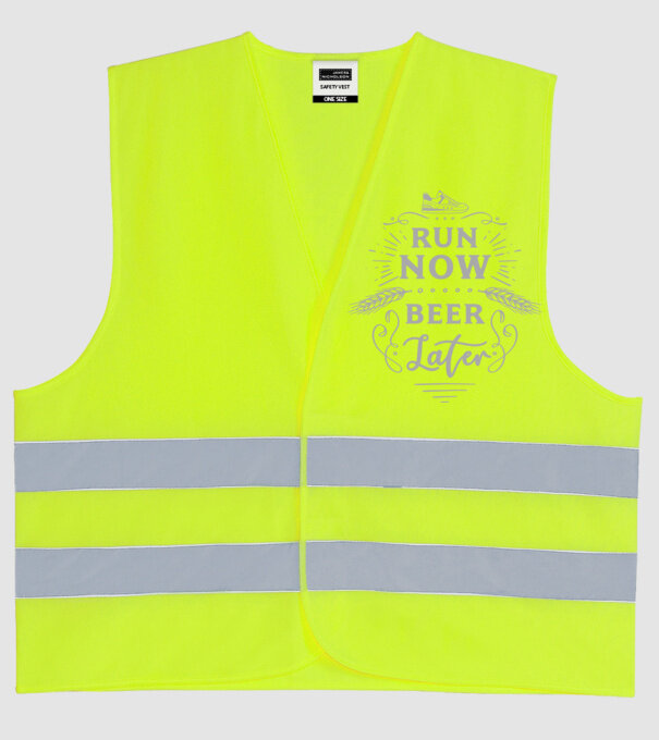 Run now beer later vintage model galben neon pe tricou