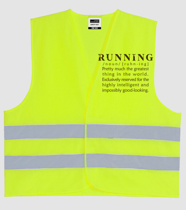 Running definition model galben neon pe tricou