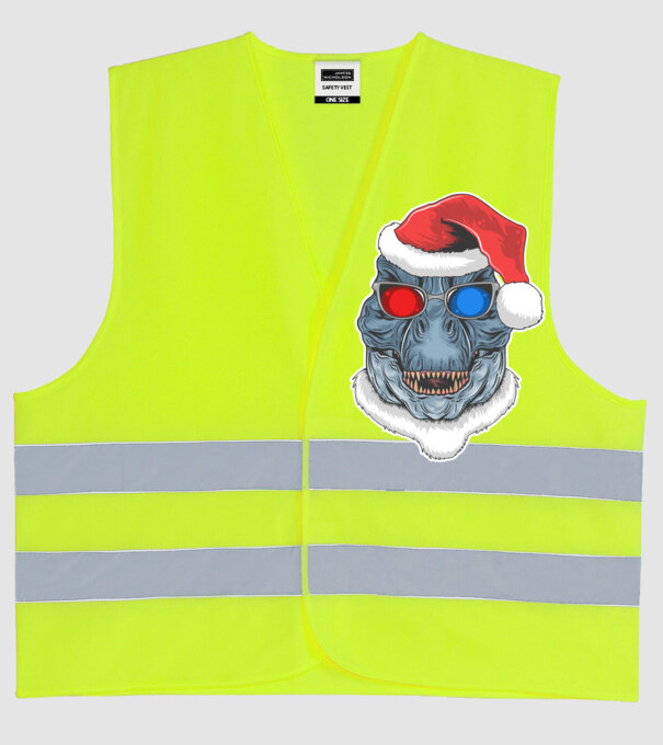 Santasaurus Rex model galben neon pe tricou