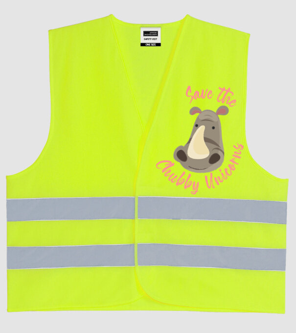 Save the chubby unicorns model galben neon pe tricou