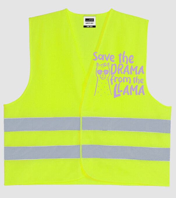 Save the drama from the llama model galben neon pe tricou