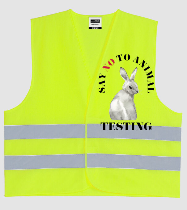 Say NO to animal testing model galben neon pe tricou