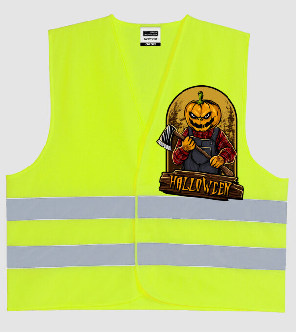 Scary halloween model galben neon pe tricou