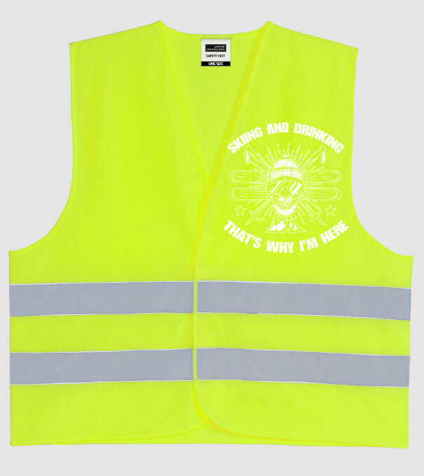 Skiing and drinking model galben neon pe tricou