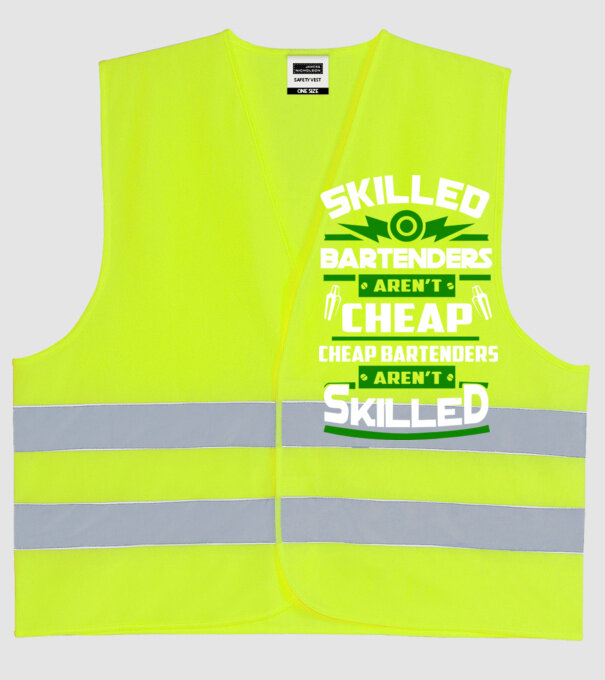 'Skilled bartenders aren''t cheap' model galben neon pe tricou