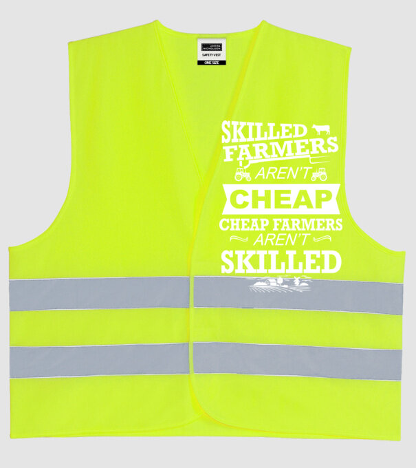 'Skilled farmers aren''t cheap Cu tractor' model galben neon pe tricou