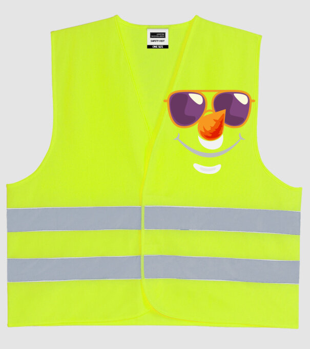 Snowman face model galben neon pe tricou
