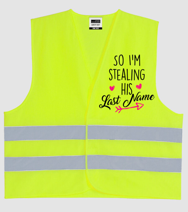 Cuplu So I stealing his last name model galben neon pe tricou