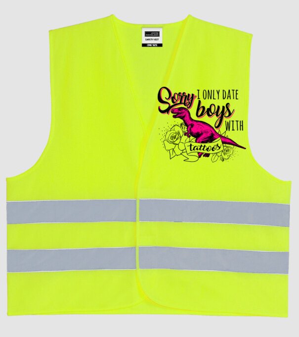 Sorry, i only date boys with tattoos model galben neon pe tricou