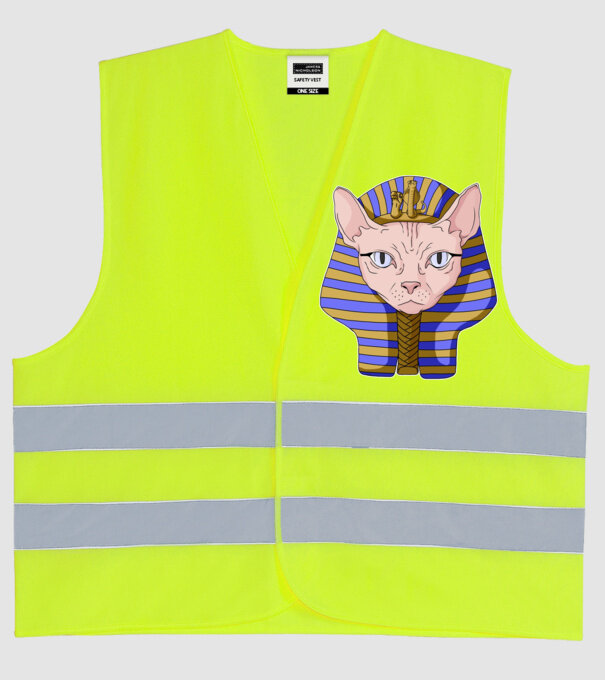 sphynx cat pharaoh model galben neon pe tricou