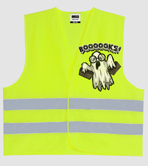 Spooky booookworm model galben neon pe tricou
