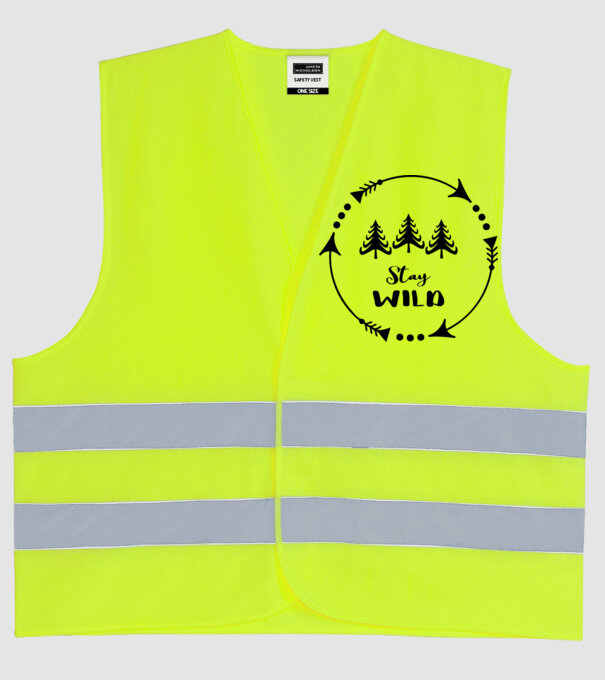 Stay wild arrows circle model galben neon pe tricou