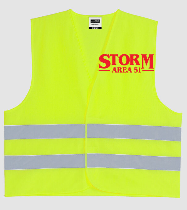 storm area 51 stranger model galben neon pe tricou