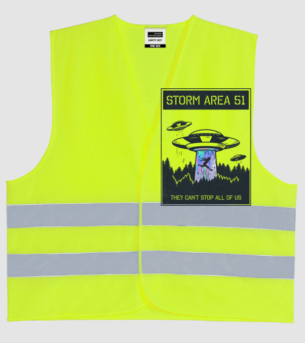 'Storm area 51 - They can''t stop all of us dark' model galben neon pe tricou