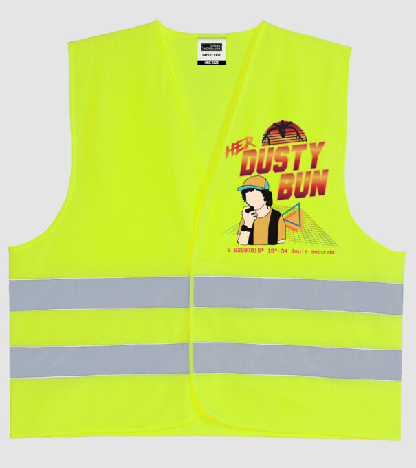 Stranger couple 80s retro Dustin model galben neon pe tricou