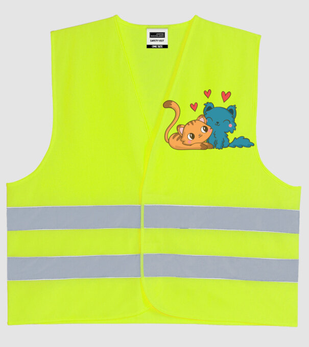 PISICUȚE ÎNDRĂGOSTITE 1 model galben neon pe tricou