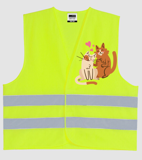PISICUȚE ÎNDRĂGOSTITE 2 model galben neon pe tricou