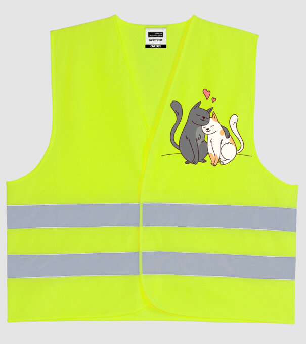 PISICUȚE ÎNDRĂGOSTITE 3 model galben neon pe tricou