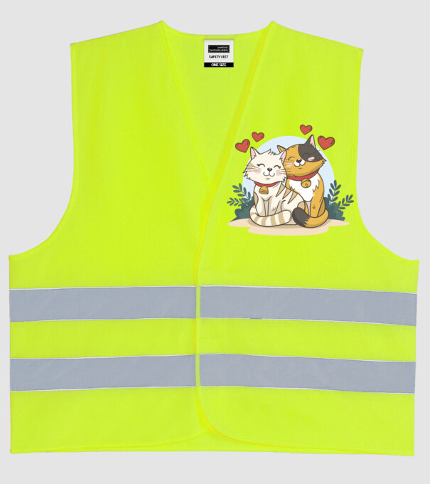 PISICUȚE ÎNDRĂGOSTITE 4 model galben neon pe tricou