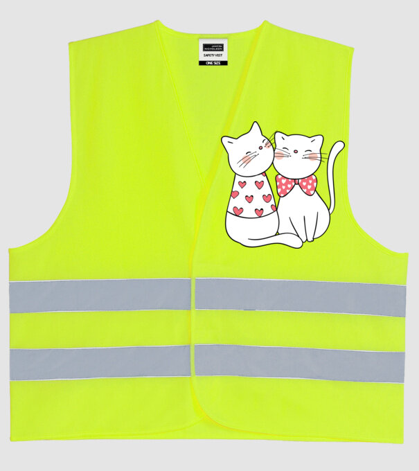 PISICUȚE ÎNDRĂGOSTITE 5 model galben neon pe tricou