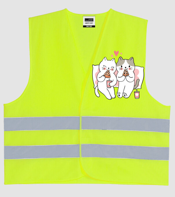 PISICUȚE ÎNDRĂGOSTITE 6 model galben neon pe tricou