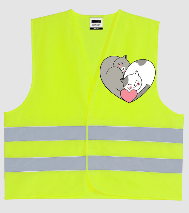 PISICUȚE ÎNDRĂGOSTITE 7 model galben neon pe tricou