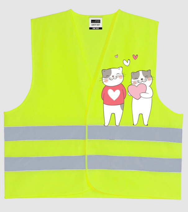 PISICUȚE ÎNDRĂGOSTITE 8 model galben neon pe tricou