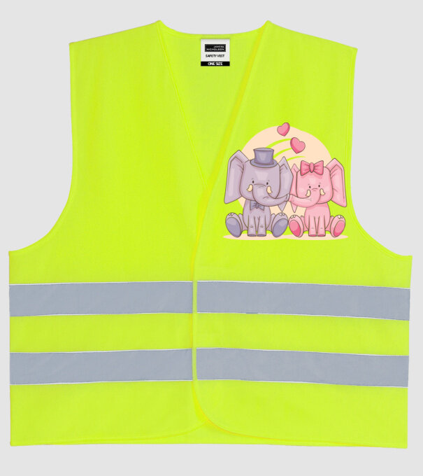 ELEFANȚI ÎNDRĂGOSTIȚI model galben neon pe tricou