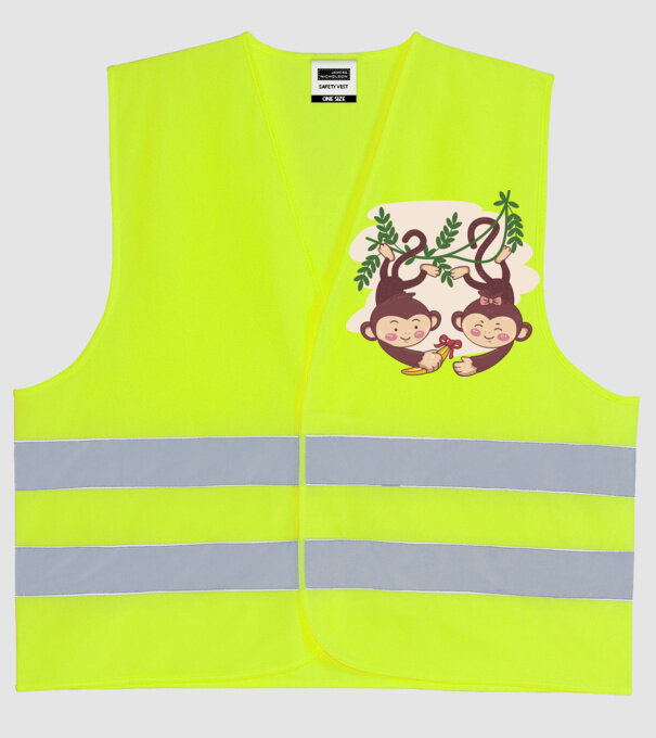 MAIMUȚE ÎNDRĂGOSTITE model galben neon pe tricou