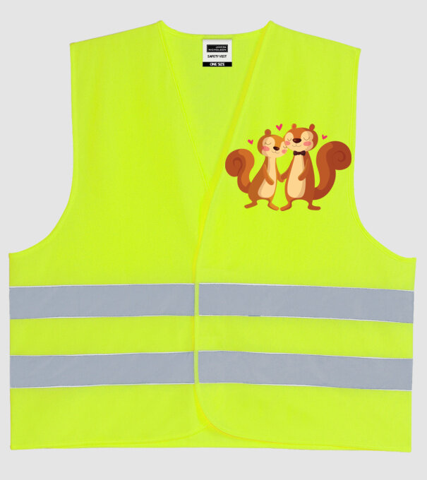 VEVERIȚE ÎNDRĂGOSTITE model galben neon pe tricou