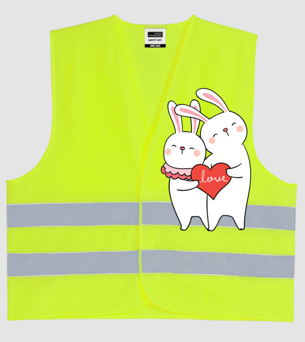 IEPURAȘI ÎNDRĂGOSTIȚI 2 model galben neon pe tricou