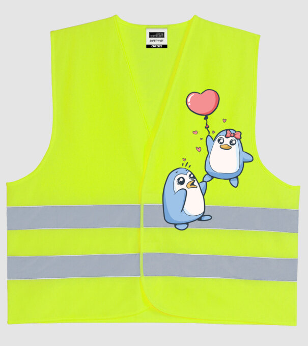 PINGUIN ÎNDRĂGOSTIT 4 model galben neon pe tricou