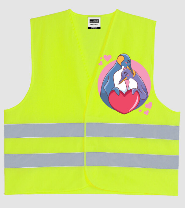 PINGUIN ÎNDRĂGOSTIT 5 model galben neon pe tricou