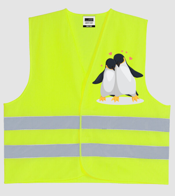 PINGUINI ÎNDRĂGOSTIȚI 8 model galben neon pe tricou