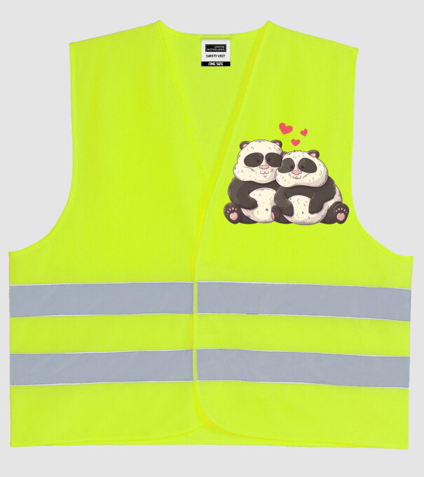 URȘI PANDA DOLOFANI ÎNDRĂGOSTIȚI model galben neon pe tricou