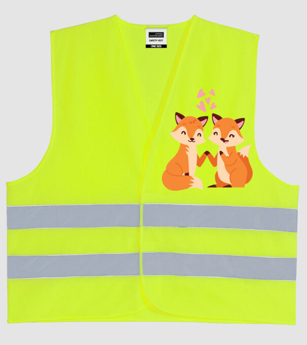 VULPI ÎNDRĂGOSTITE model galben neon pe tricou