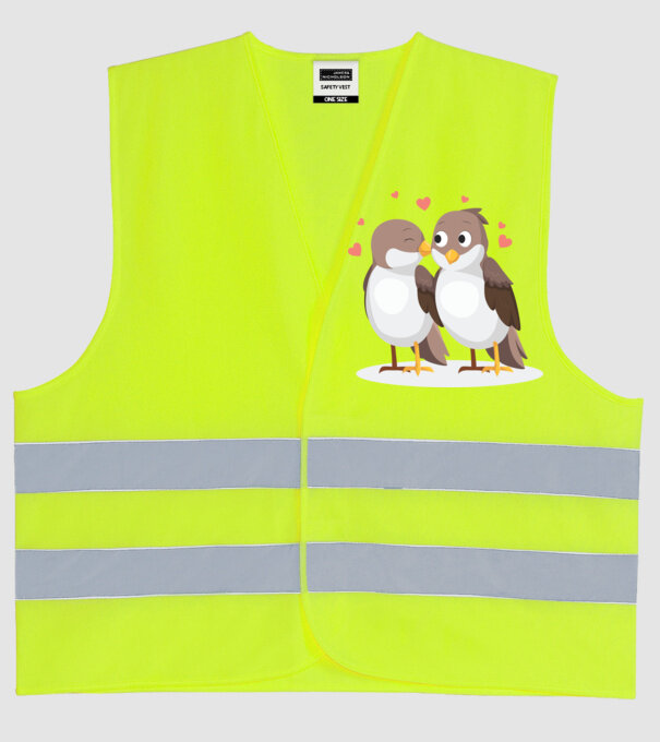 VRĂBII ÎNDRĂGOSTITE model galben neon pe tricou