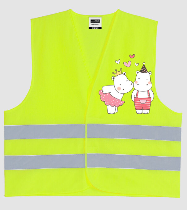 HIPOPOTAMI ÎNDRĂGOSTIȚI model galben neon pe tricou