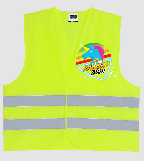 Curcubeu unicorn model galben neon pe tricou