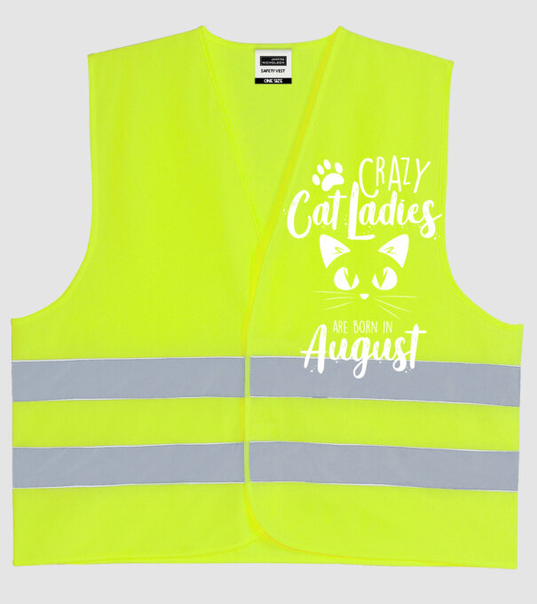 Crazy Cat Ladies are born in August model galben neon pe tricou