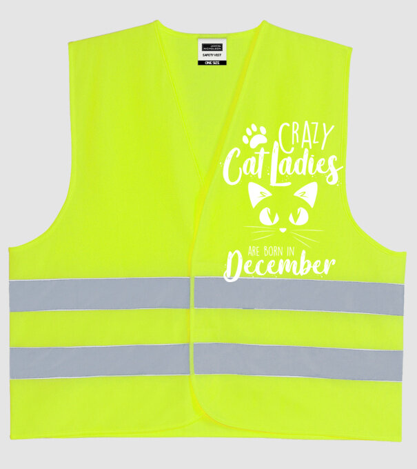 Crazy Cat Ladies are born in December model galben neon pe tricou