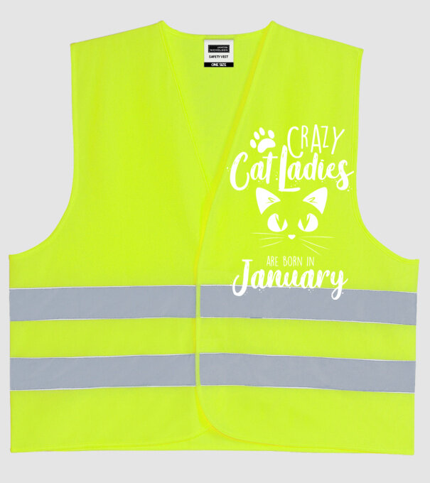 Crazy Cat Ladies are born in January model galben neon pe tricou