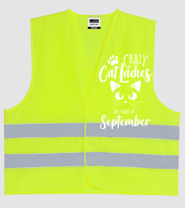 Crazy Cat Ladies are born in September model galben neon pe tricou